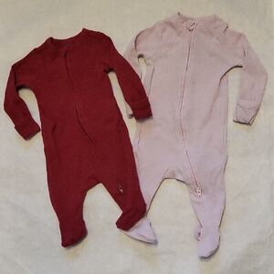 Two Old Navy ribbed zip up footed sleepers/footies